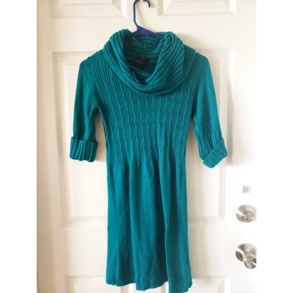 Turquoise sweater dress